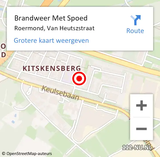 Locatie op kaart van de 112 melding: Brandweer Met Spoed Naar Roermond, Van Heutszstraat op 22 april 2023 22:39