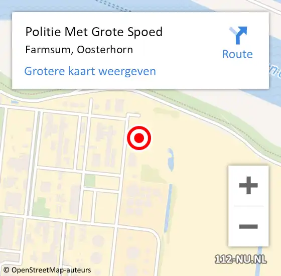 Locatie op kaart van de 112 melding: Politie Met Grote Spoed Naar Farmsum, Oosterhorn op 22 april 2023 22:42