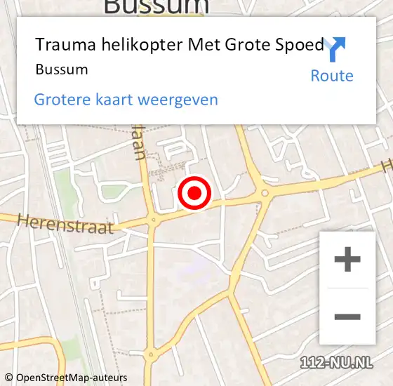 Locatie op kaart van de 112 melding: Trauma helikopter Met Grote Spoed Naar Bussum op 22 april 2023 23:04