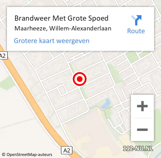 Locatie op kaart van de 112 melding: Brandweer Met Grote Spoed Naar Maarheeze, Willem-Alexanderlaan op 22 april 2023 23:27