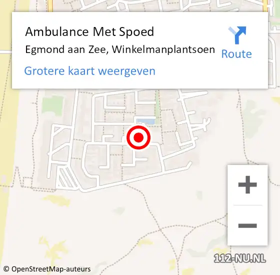 Locatie op kaart van de 112 melding: Ambulance Met Spoed Naar Egmond aan Zee, Winkelmanplantsoen op 23 augustus 2014 04:12