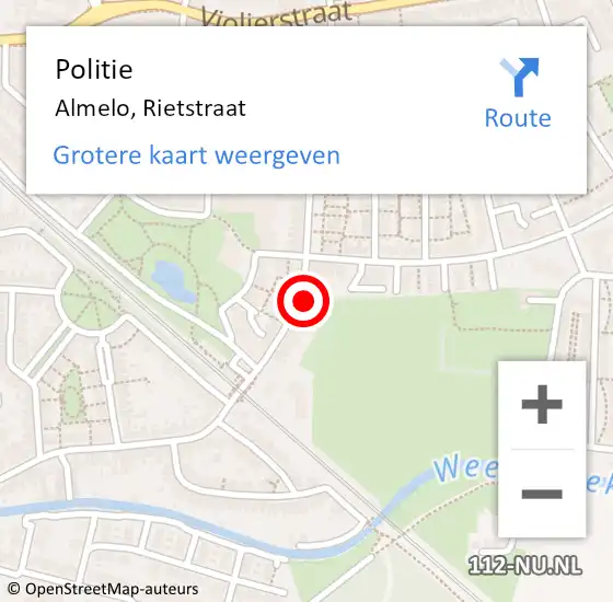 Locatie op kaart van de 112 melding: Politie Almelo, Rietstraat op 23 april 2023 00:45