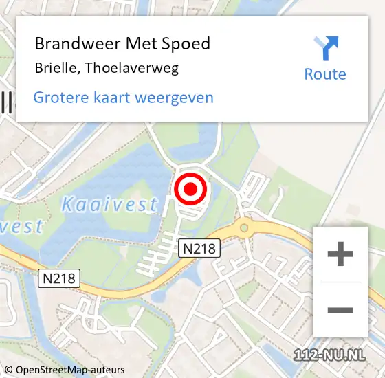 Locatie op kaart van de 112 melding: Brandweer Met Spoed Naar Brielle, Thoelaverweg op 23 april 2023 00:52