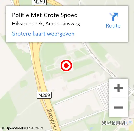 Locatie op kaart van de 112 melding: Politie Met Grote Spoed Naar Hilvarenbeek, Ambrosiusweg op 23 april 2023 00:54