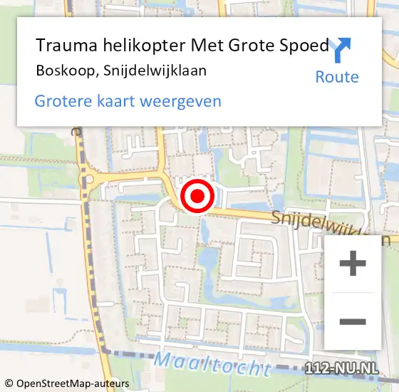 Locatie op kaart van de 112 melding: Trauma helikopter Met Grote Spoed Naar Boskoop, Snijdelwijklaan op 23 april 2023 01:01