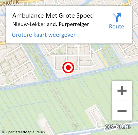 Locatie op kaart van de 112 melding: Ambulance Met Grote Spoed Naar Nieuw-Lekkerland, Purperreiger op 23 april 2023 01:33