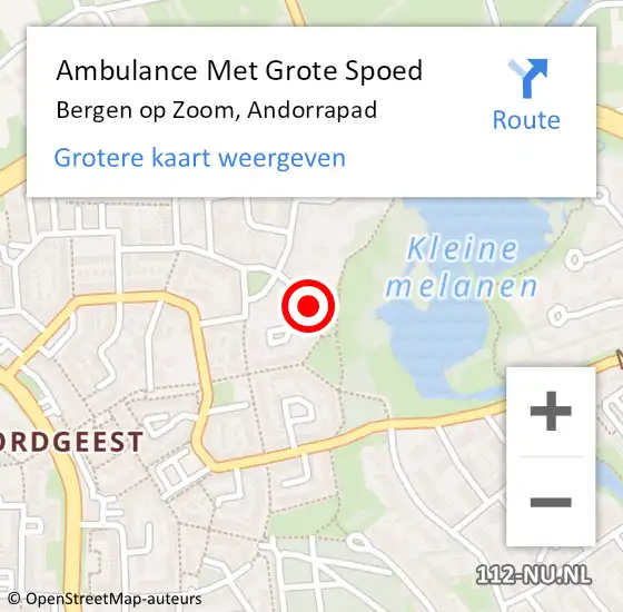 Locatie op kaart van de 112 melding: Ambulance Met Grote Spoed Naar Bergen op Zoom, Andorrapad op 23 augustus 2014 04:29