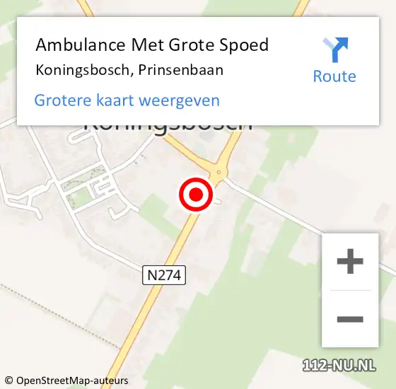 Locatie op kaart van de 112 melding: Ambulance Met Grote Spoed Naar Koningsbosch, Prinsenbaan op 23 augustus 2014 04:30