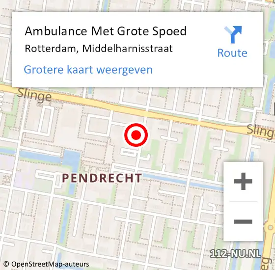 Locatie op kaart van de 112 melding: Ambulance Met Grote Spoed Naar Rotterdam, Middelharnisstraat op 23 april 2023 02:20
