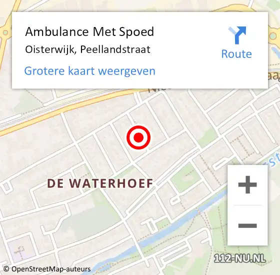 Locatie op kaart van de 112 melding: Ambulance Met Spoed Naar Oisterwijk, Peellandstraat op 23 augustus 2014 04:40