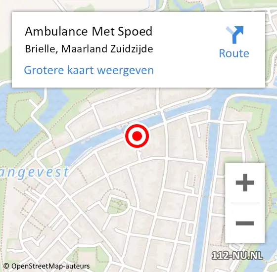 Locatie op kaart van de 112 melding: Ambulance Met Spoed Naar Brielle, Maarland Zuidzijde op 23 april 2023 03:18