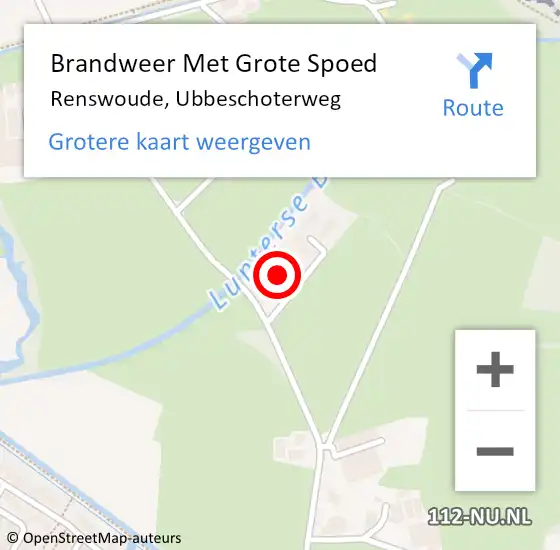 Locatie op kaart van de 112 melding: Brandweer Met Grote Spoed Naar Renswoude, Ubbeschoterweg op 23 april 2023 03:44