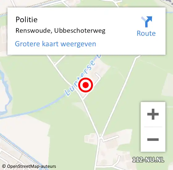 Locatie op kaart van de 112 melding: Politie Renswoude, Ubbeschoterweg op 23 april 2023 03:51