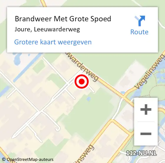 Locatie op kaart van de 112 melding: Brandweer Met Grote Spoed Naar Joure, Leeuwarderweg op 23 augustus 2014 04:54