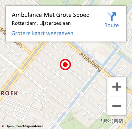 Locatie op kaart van de 112 melding: Ambulance Met Grote Spoed Naar Rozenburg, Lijsterbeslaan op 23 april 2023 06:06