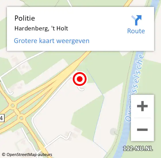 Locatie op kaart van de 112 melding: Politie Hardenberg, 't Holt op 23 april 2023 08:04