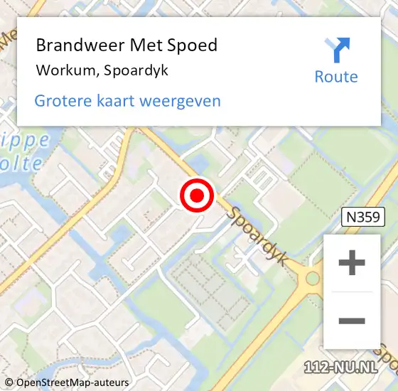 Locatie op kaart van de 112 melding: Brandweer Met Spoed Naar Workum, Spoardyk op 23 april 2023 08:34