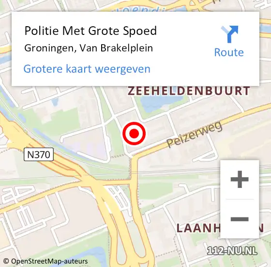 Locatie op kaart van de 112 melding: Politie Met Grote Spoed Naar Groningen, Van Brakelplein op 23 april 2023 09:01