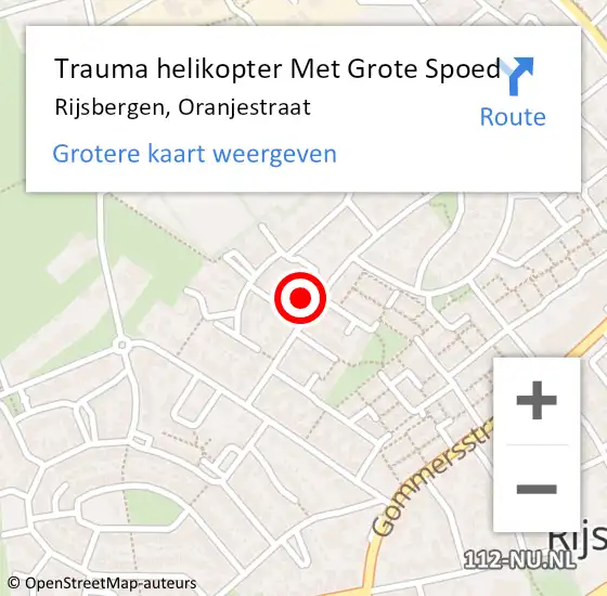 Locatie op kaart van de 112 melding: Trauma helikopter Met Grote Spoed Naar Rijsbergen, Oranjestraat op 23 april 2023 10:10