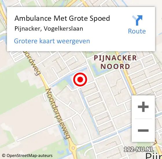 Locatie op kaart van de 112 melding: Ambulance Met Grote Spoed Naar Pijnacker, Vogelkerslaan op 23 april 2023 10:22