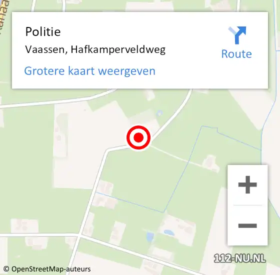 Locatie op kaart van de 112 melding: Politie Vaassen, Hafkamperveldweg op 23 april 2023 10:29