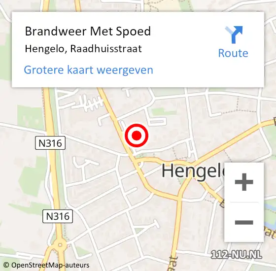 Locatie op kaart van de 112 melding: Brandweer Met Spoed Naar Hengelo, Raadhuisstraat op 23 april 2023 10:43