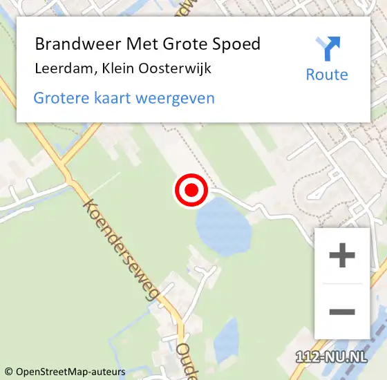 Locatie op kaart van de 112 melding: Brandweer Met Grote Spoed Naar Leerdam, Klein Oosterwijk op 23 april 2023 10:58