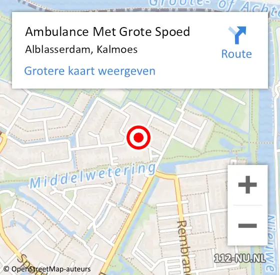 Locatie op kaart van de 112 melding: Ambulance Met Grote Spoed Naar Alblasserdam, Kalmoes op 23 april 2023 11:15