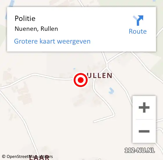 Locatie op kaart van de 112 melding: Politie Nuenen, Rullen op 23 april 2023 11:23