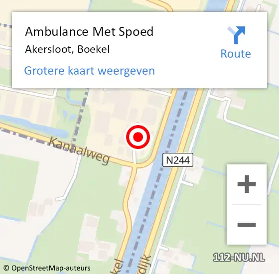 Locatie op kaart van de 112 melding: Ambulance Met Spoed Naar Akersloot, Boekel op 23 april 2023 11:26