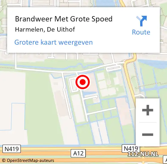 Locatie op kaart van de 112 melding: Brandweer Met Grote Spoed Naar Harmelen, De Uithof op 23 april 2023 11:52