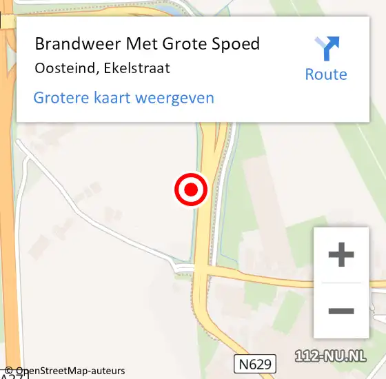 Locatie op kaart van de 112 melding: Brandweer Met Grote Spoed Naar Oosteind, Ekelstraat op 23 augustus 2014 06:08