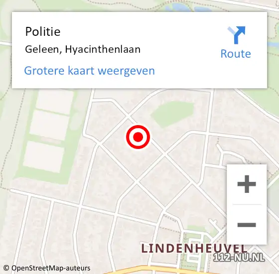 Locatie op kaart van de 112 melding: Politie Geleen, Hyacinthenlaan op 23 april 2023 12:15