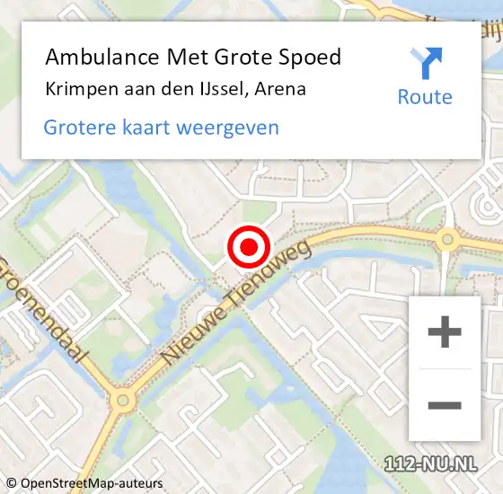 Locatie op kaart van de 112 melding: Ambulance Met Grote Spoed Naar Krimpen aan den IJssel, Arena op 23 april 2023 12:18