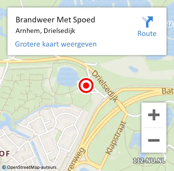 Locatie op kaart van de 112 melding: Brandweer Met Spoed Naar Arnhem, Drielsedijk op 23 april 2023 12:20