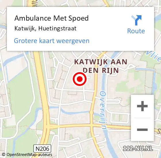 Locatie op kaart van de 112 melding: Ambulance Met Spoed Naar Katwijk, Huetingstraat op 23 april 2023 12:21