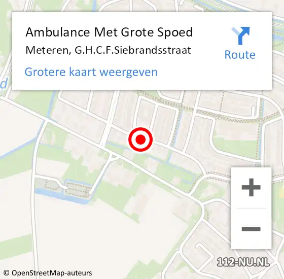 Locatie op kaart van de 112 melding: Ambulance Met Grote Spoed Naar Meteren, G.H.C.F.Siebrandsstraat op 23 augustus 2014 06:39