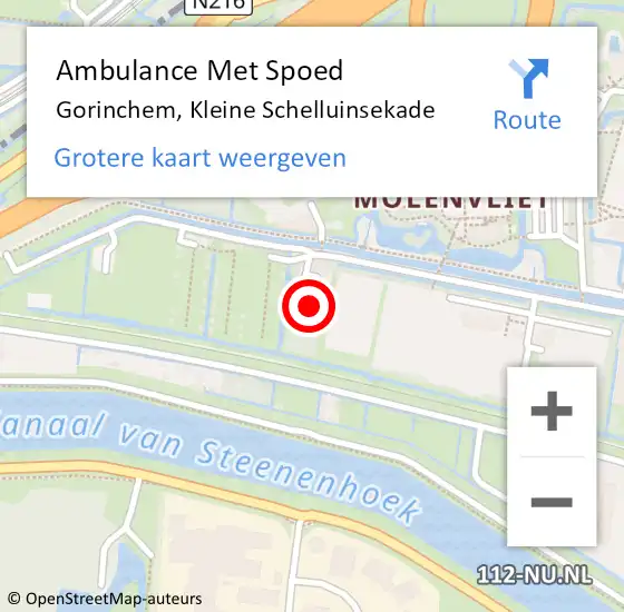 Locatie op kaart van de 112 melding: Ambulance Met Spoed Naar Gorinchem, Kleine Schelluinsekade op 23 april 2023 13:07