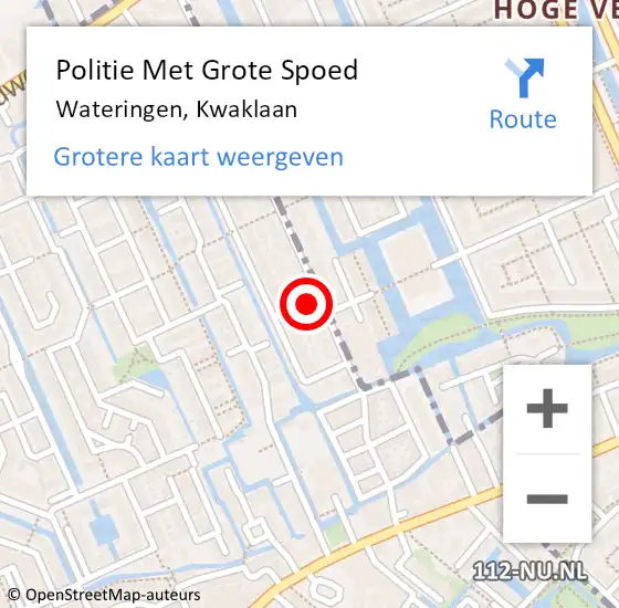 Locatie op kaart van de 112 melding: Politie Met Grote Spoed Naar Wateringen, Kwaklaan op 23 april 2023 13:13