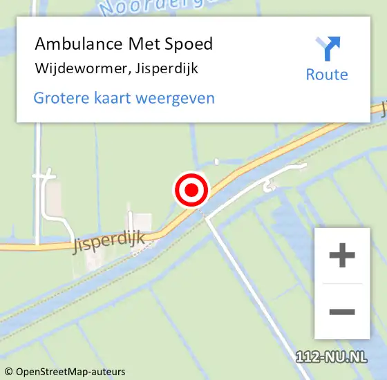 Locatie op kaart van de 112 melding: Ambulance Met Spoed Naar Wijdewormer, Jisperdijk op 23 april 2023 13:27