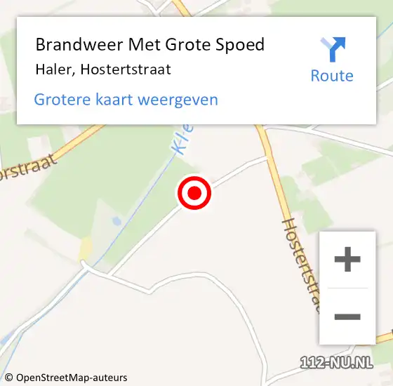 Locatie op kaart van de 112 melding: Brandweer Met Grote Spoed Naar Haler, Hostertstraat op 23 april 2023 14:18