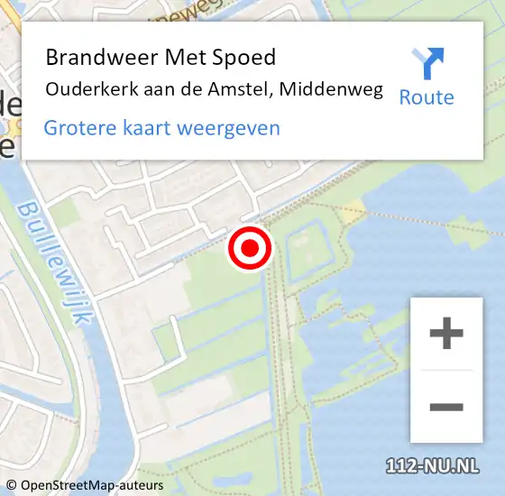 Locatie op kaart van de 112 melding: Brandweer Met Spoed Naar Ouderkerk aan de Amstel, Middenweg op 23 april 2023 14:25