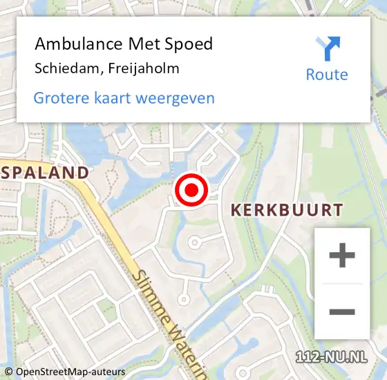 Locatie op kaart van de 112 melding: Ambulance Met Spoed Naar Schiedam, Freijaholm op 23 april 2023 14:52