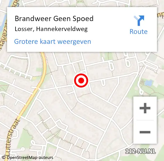 Locatie op kaart van de 112 melding: Brandweer Geen Spoed Naar Losser, Hannekerveldweg op 23 april 2023 15:13