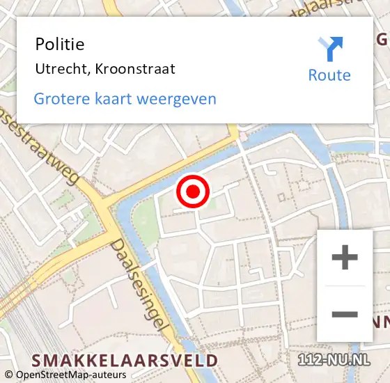 Locatie op kaart van de 112 melding: Politie Utrecht, Kroonstraat op 23 april 2023 15:37