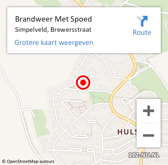 Locatie op kaart van de 112 melding: Brandweer Met Spoed Naar Simpelveld, Brewersstraat op 23 april 2023 15:44