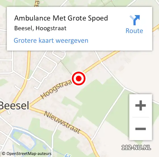 Locatie op kaart van de 112 melding: Ambulance Met Grote Spoed Naar Beesel, Hoogstraat op 23 april 2023 16:23