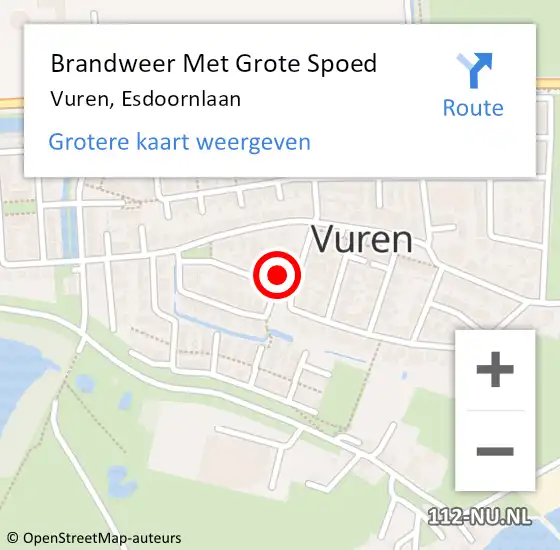 Locatie op kaart van de 112 melding: Brandweer Met Grote Spoed Naar Vuren, Esdoornlaan op 23 april 2023 16:31