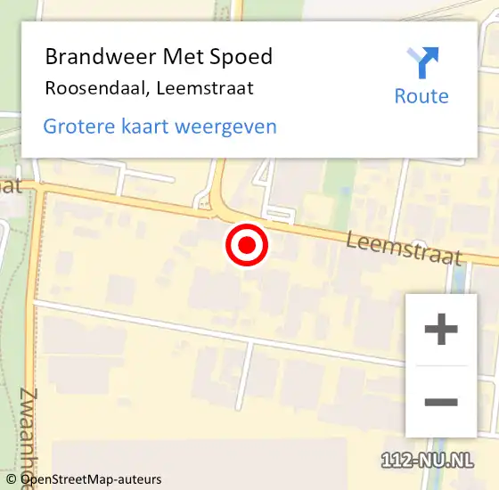 Locatie op kaart van de 112 melding: Brandweer Met Spoed Naar Roosendaal, Leemstraat op 23 april 2023 18:01