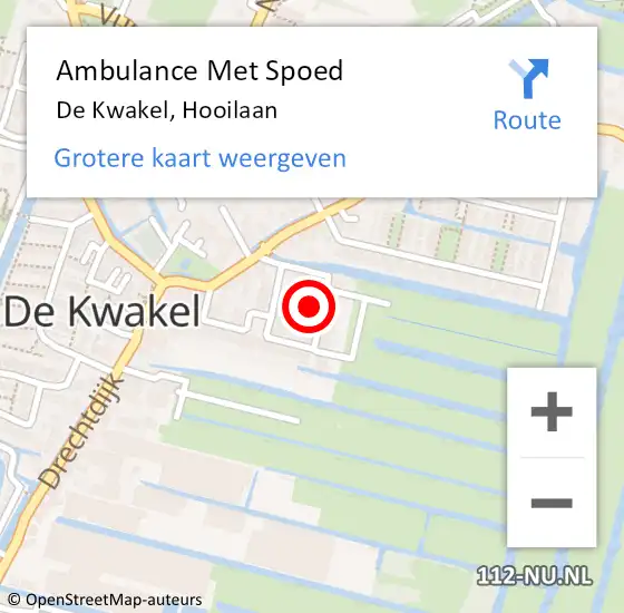 Locatie op kaart van de 112 melding: Ambulance Met Spoed Naar De Kwakel, Hooilaan op 23 april 2023 18:50